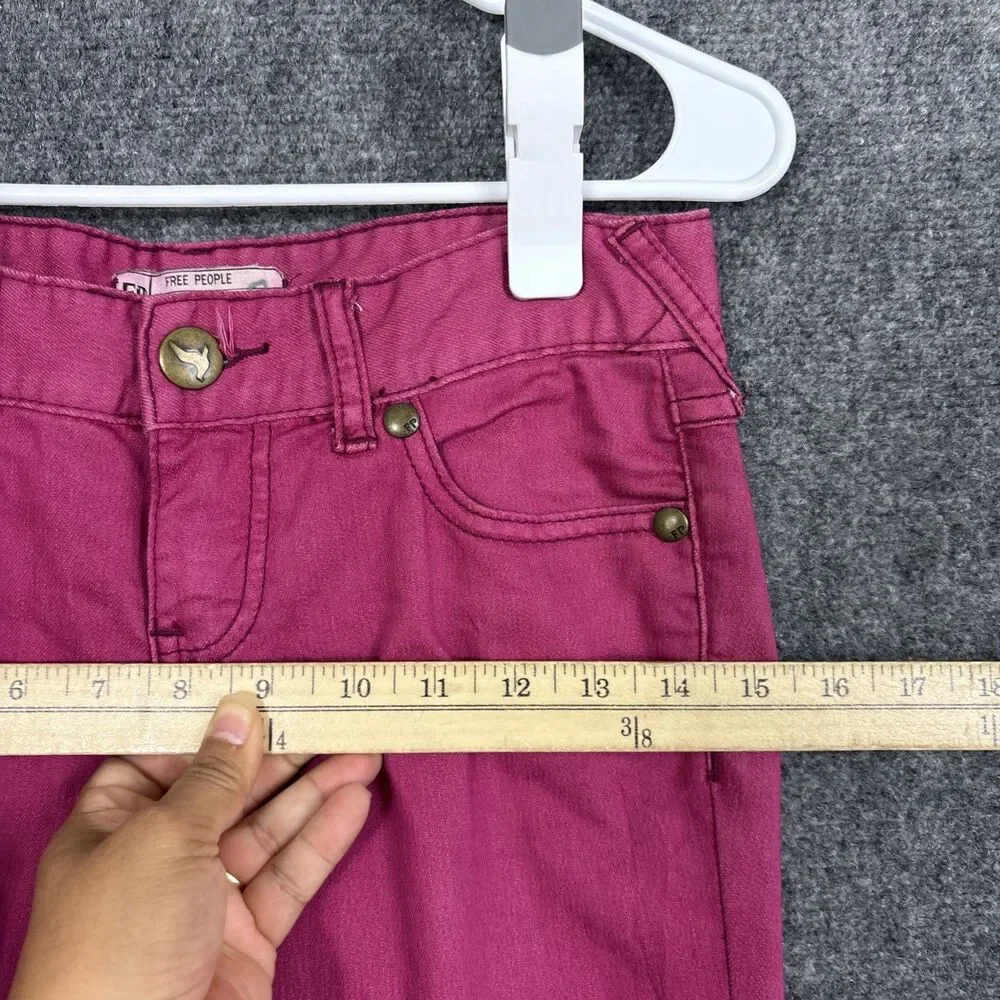 Free People Skinny Zip Ankle Jeans Womens Size 24 Pink